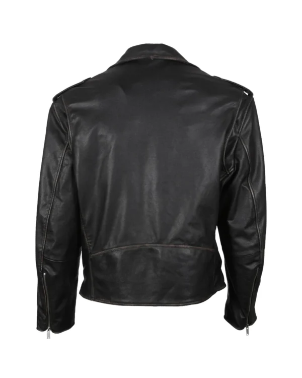 Men's Sheepskin Belted Biker Leather Jacket - Image 3