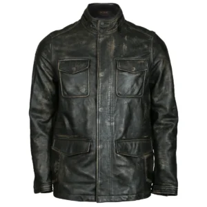 Matt Patch Pocket Biker Leather Jacket