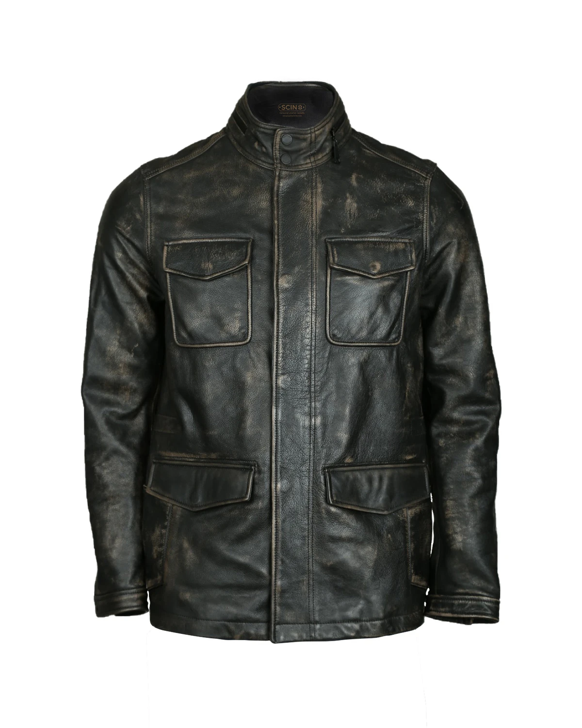 Matt Patch Pocket Biker Leather Jacket