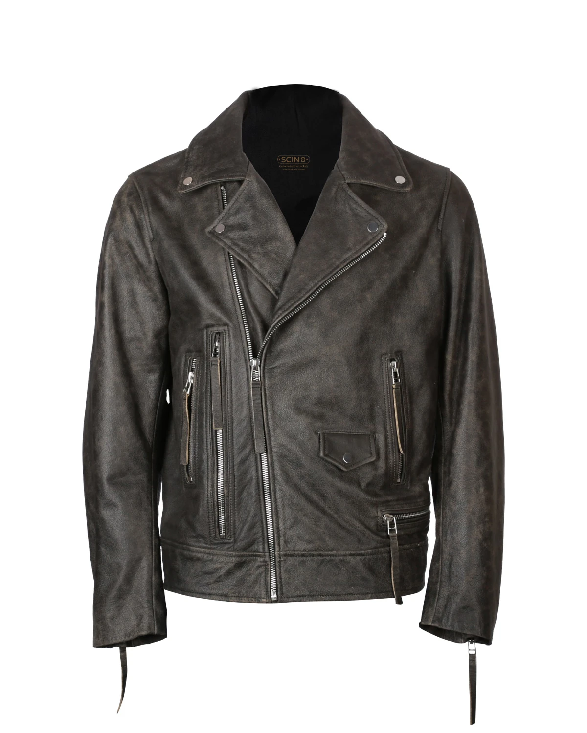 Men’s Elbow Patch Biker Leather Jacket