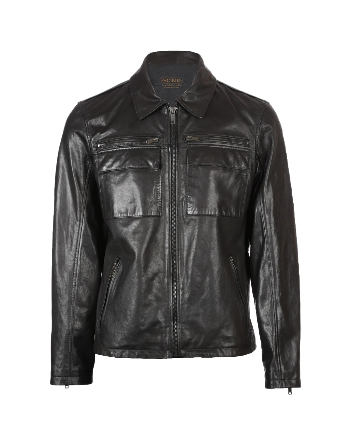 Men’s Front Pocket Leather Jacket