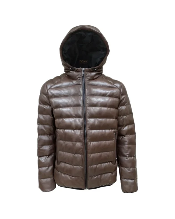 Men's Leather Puffer Jacket