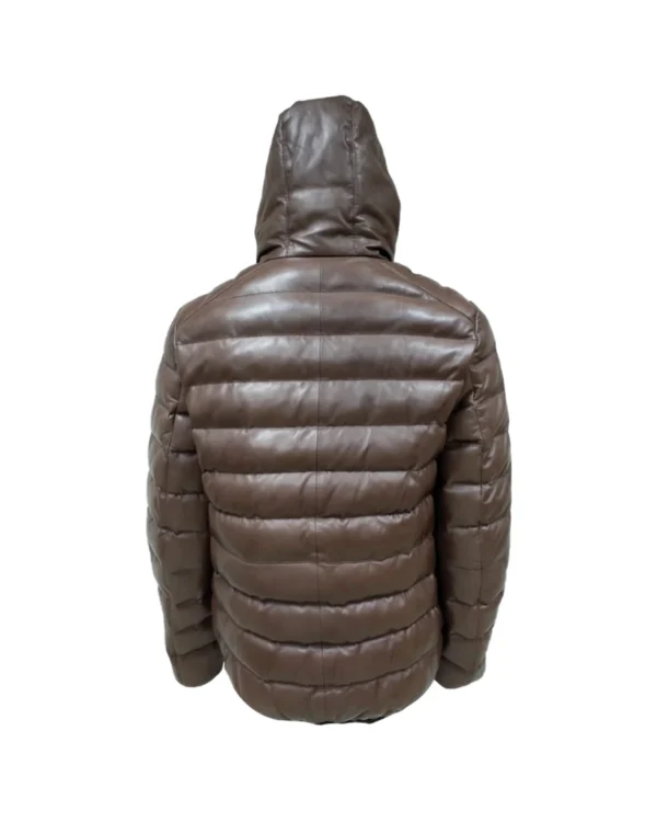 Men's Leather Puffer Jacket - Image 3