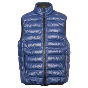 Men Leather Puffer Vest