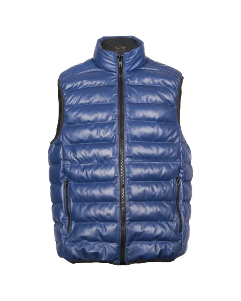 Men Leather Puffer Vest