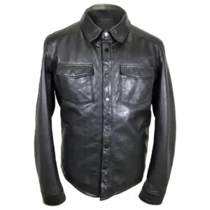Men Leather Shirt Jacket