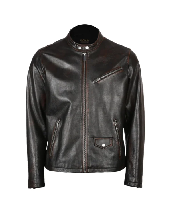 Men's Rub Off Biker Leather Jacket