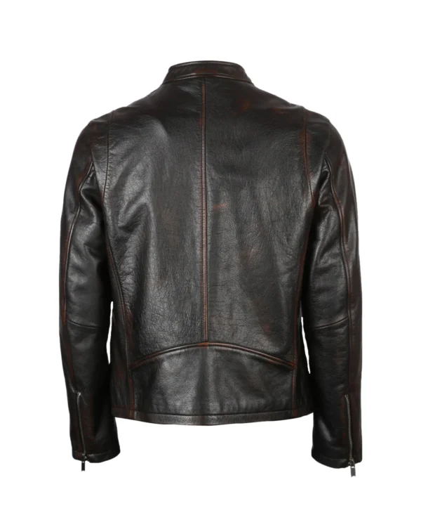 Men's Rub Off Biker Leather Jacket - Image 3