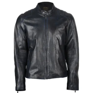 Men Tapered Sleeve Biker Leather Jacket