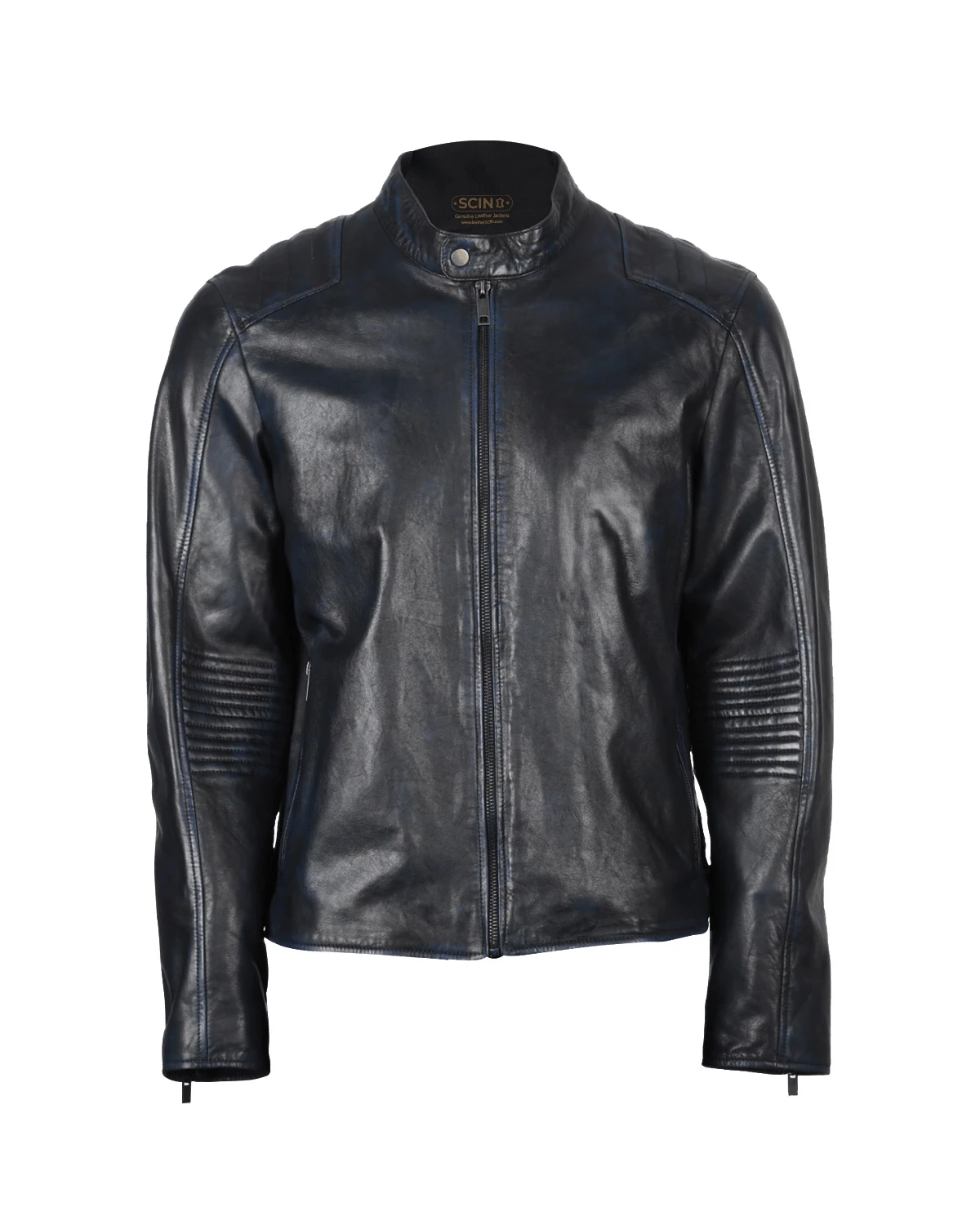 Men’s Tapered Sleeve Biker Leather Jacket