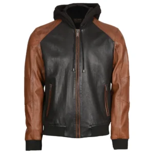 Men Twin Color Leather Jacket