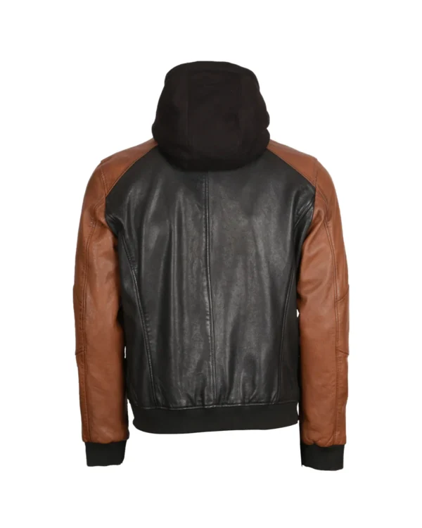 Men's Twin Color Leather Jacket - Image 4