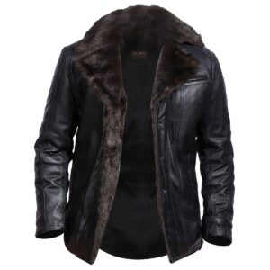 Men Sheepskin Aviator Bomber Fur Leather Jacket
