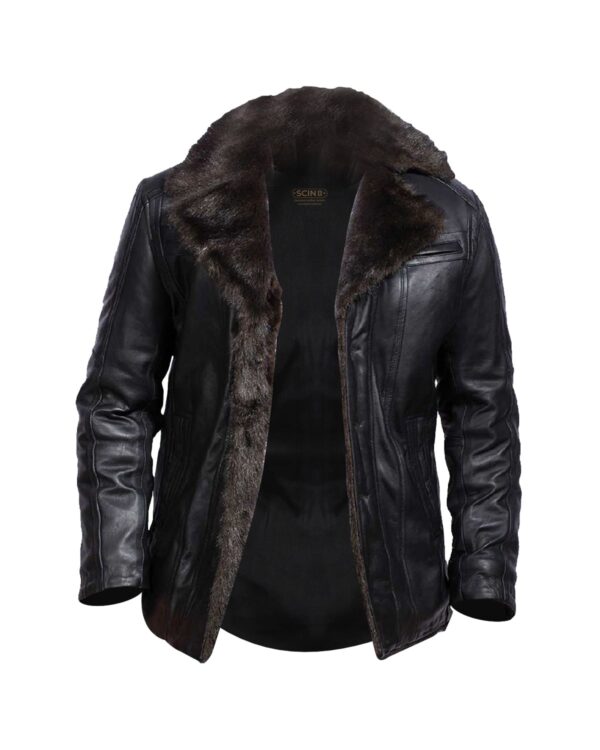 Men's Sheepskin Aviator Bomber Fur Leather Jacket