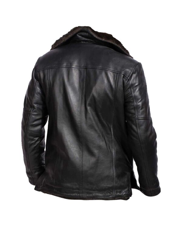 Men's Sheepskin Aviator Bomber Fur Leather Jacket - Image 4