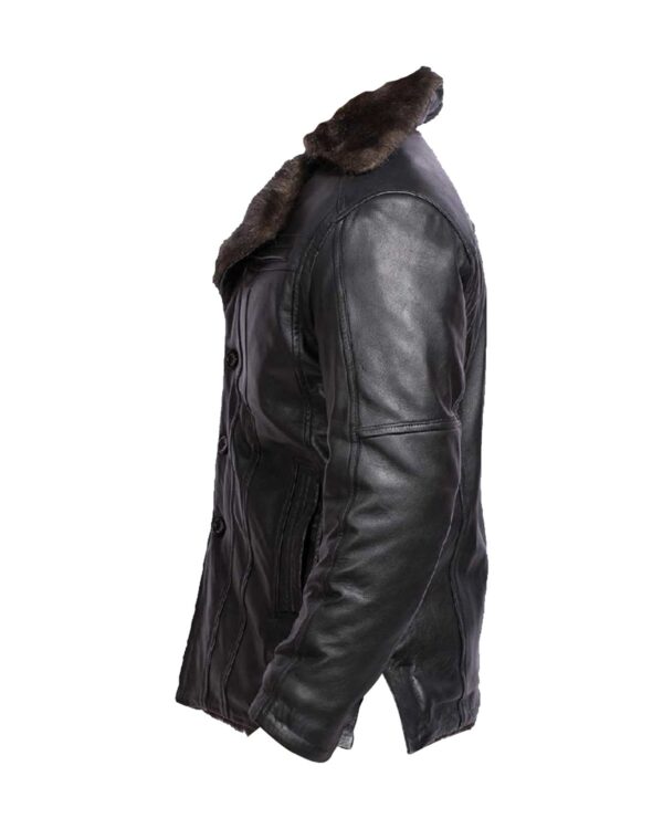 Men's Sheepskin Aviator Bomber Fur Leather Jacket - Image 3