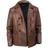 Naval Leather Peacoat