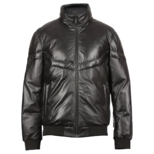 Owen Bomber Leather Puffer Jacket