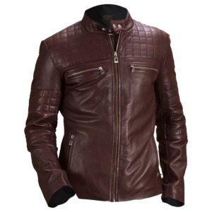 Men Quilted Biker Leather Jacket