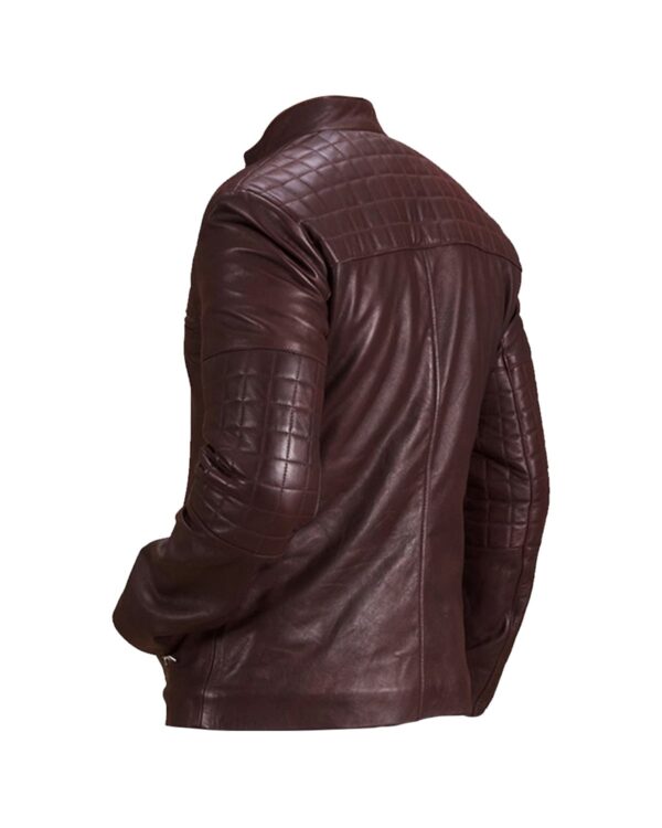 Men's Quilted Biker Leather Jacket - Image 4