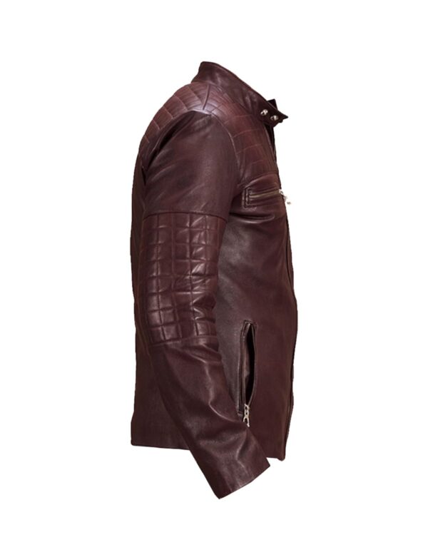 Men's Quilted Biker Leather Jacket - Image 3