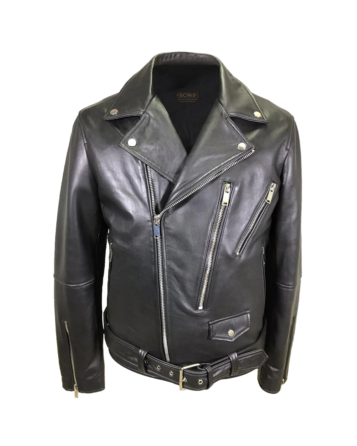 Ravin Belted Biker Leather Jacket