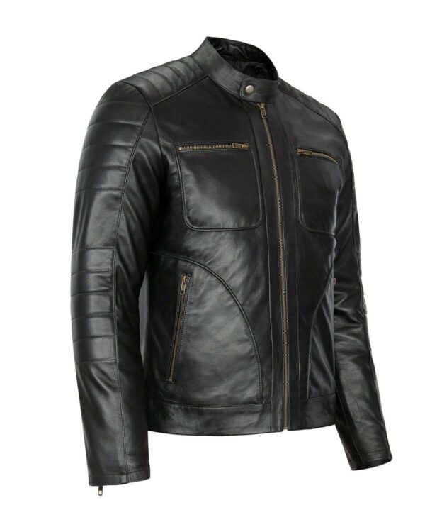 Anthony Classic Biker Leather Jacket - Image 3