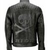 Skull Rider Biker Leather Jacket - Image 3