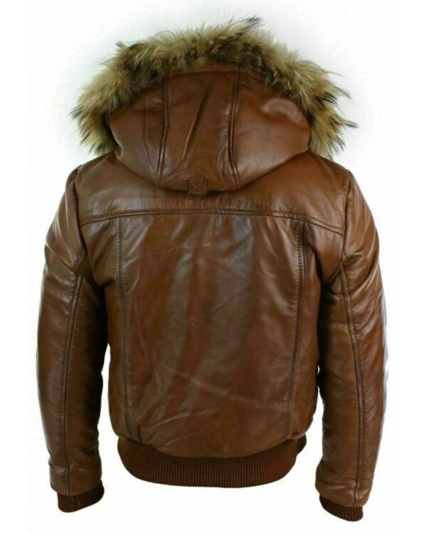 Archie Puffer Bomber Leather Jacket - Image 4