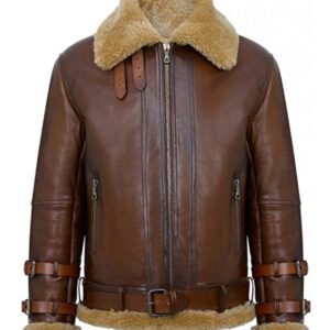 Men Airforce RAF B3 Aviator Leather Jacket