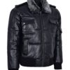 Rafael Puffer Bomber Leather Jacket - Image 3