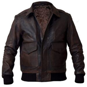 Men Pilot A2 Bomber Aviator Military Leather Jacket