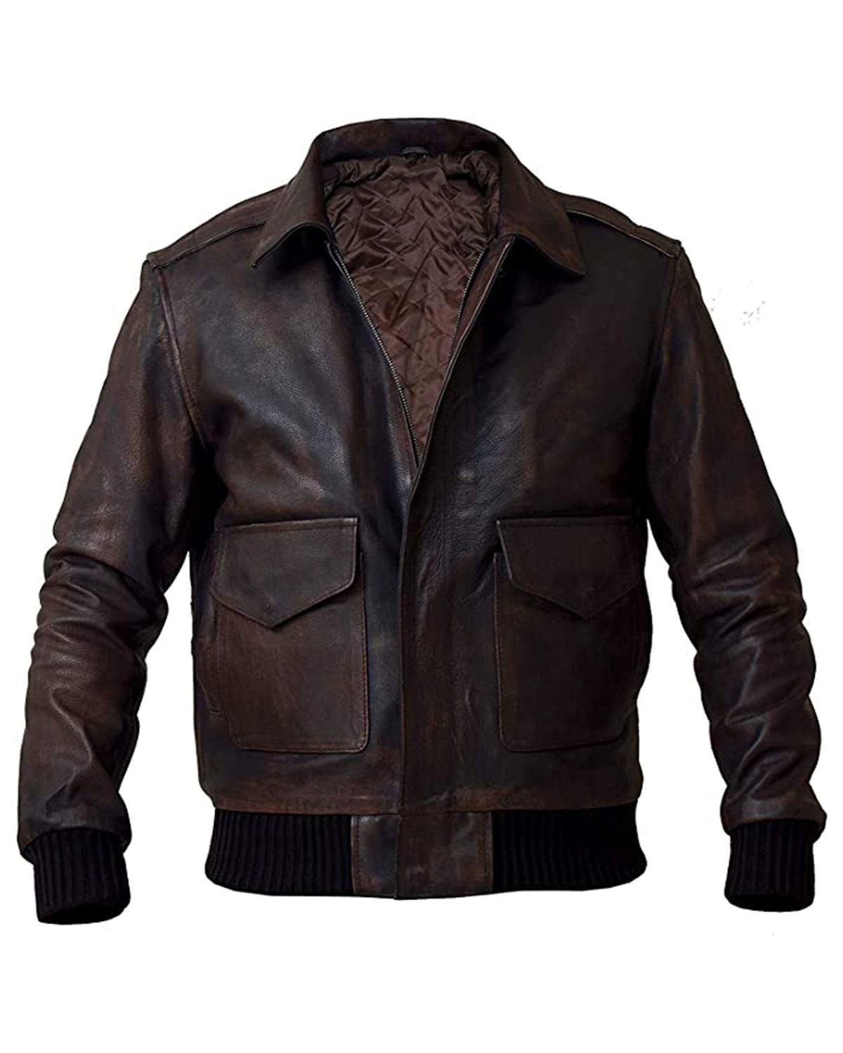 Men’s Pilot A2 Bomber Aviator Military Leather Jacket