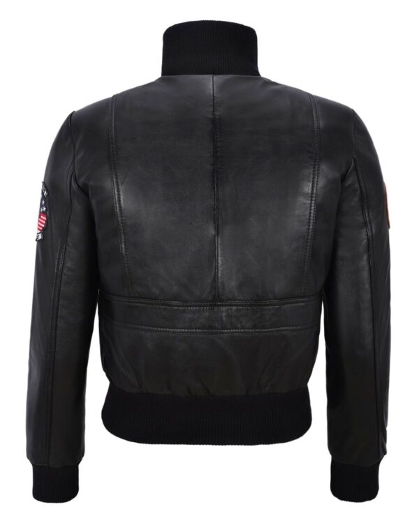 Women's Aviator Bomber Natural Leather Jacket - Image 4