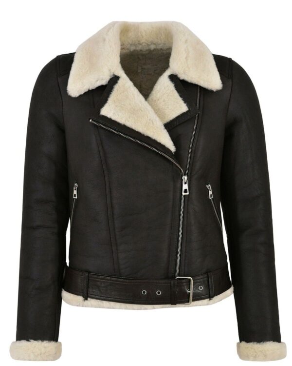 Celia Shearling Biker Leather Jacket