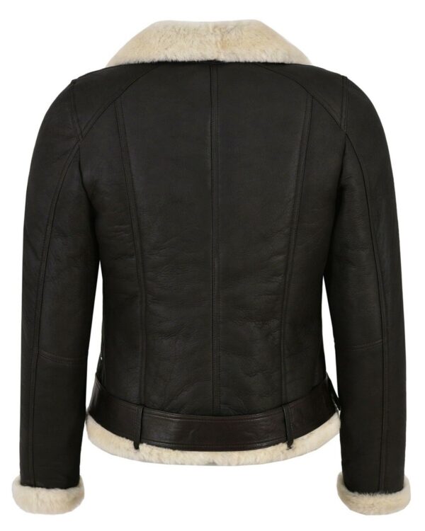 Celia Shearling Biker Leather Jacket - Image 3