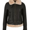 Women B3 Flying Bomber Aviator Sheepskin Leather Jacket