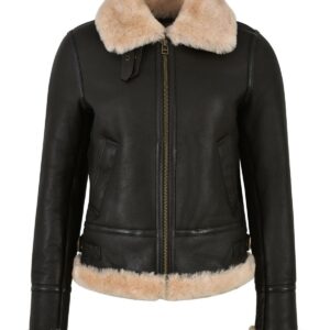 Women B3 Flying Bomber Aviator Sheepskin Leather Jacket