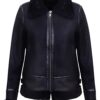 Women Classic Aviator Biker Natural Leather Jacket