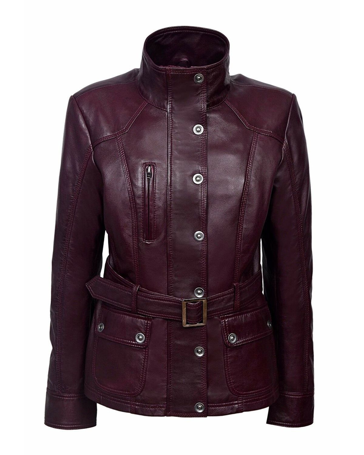 Nicole Military Style Leather Jacket