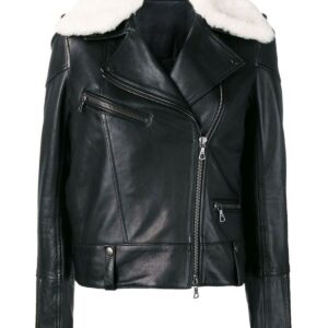 Lara Aviator Biker Leather Jacket
