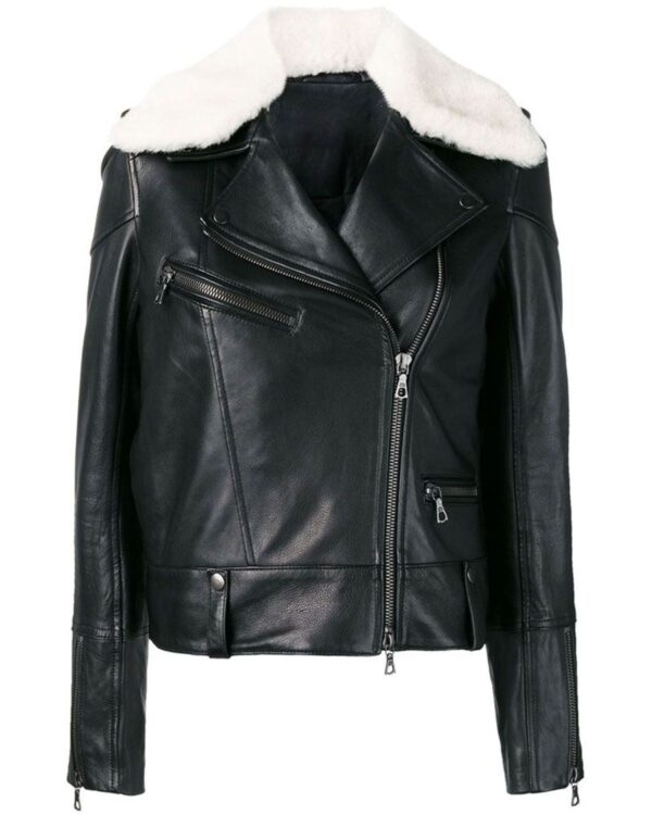 Lara Aviator Biker Leather Jacket