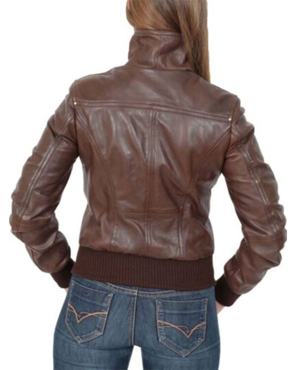 Alma Classic Bomber Leather Jacket - Image 4