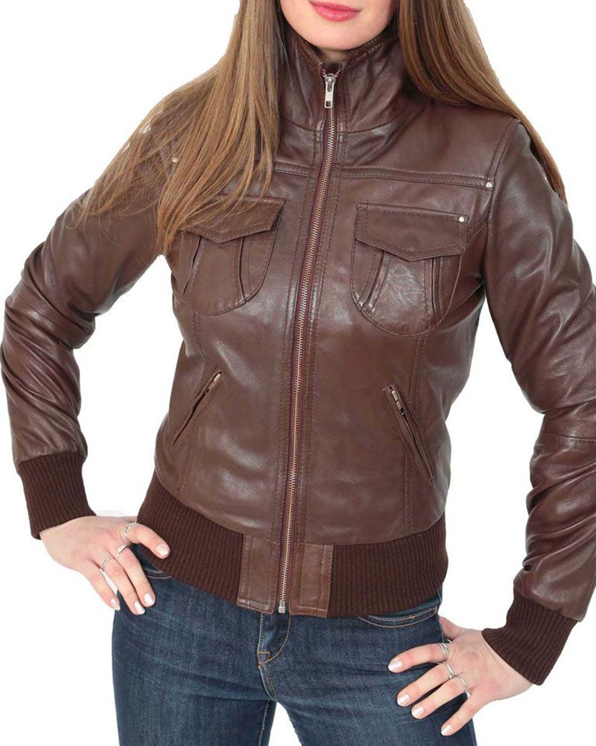 Alma Classic Bomber Leather Jacket