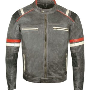 Men Distressed Black Biker Sheepskin Leather Jacket