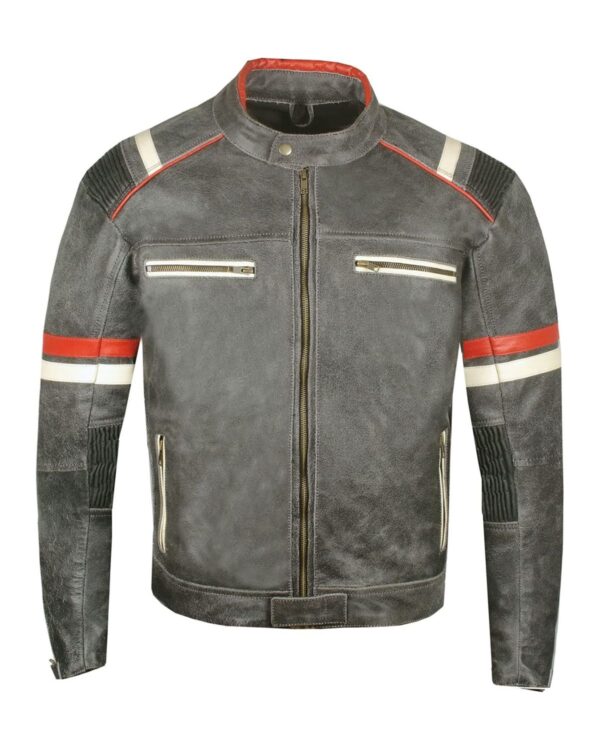 Men's Distressed Black Biker Sheepskin Leather Jacket