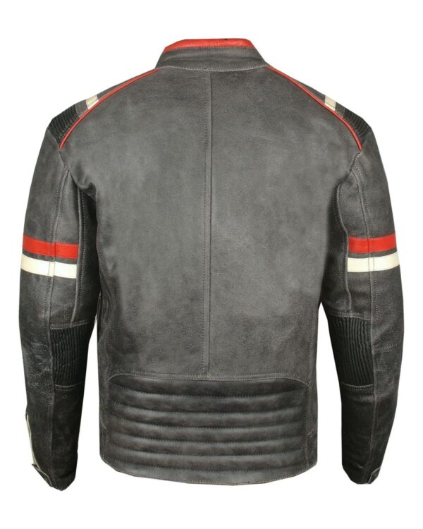 Men's Distressed Black Biker Sheepskin Leather Jacket - Image 4