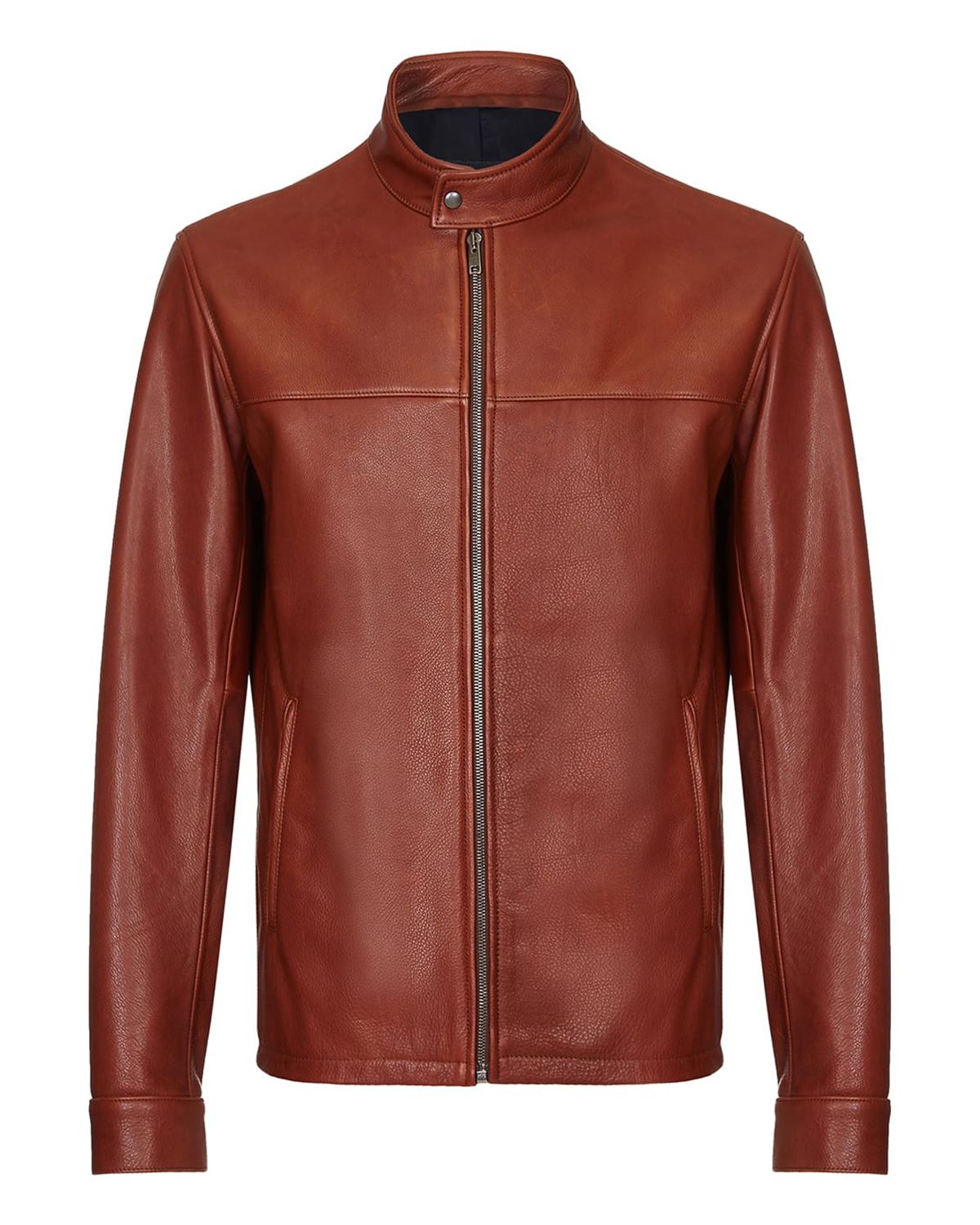 Men’s Brown Cafe Racer Sheepskin Leather Jacket