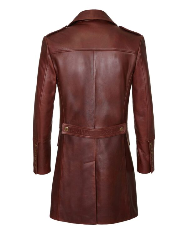 Men's Military Style Leather Coat - Image 4