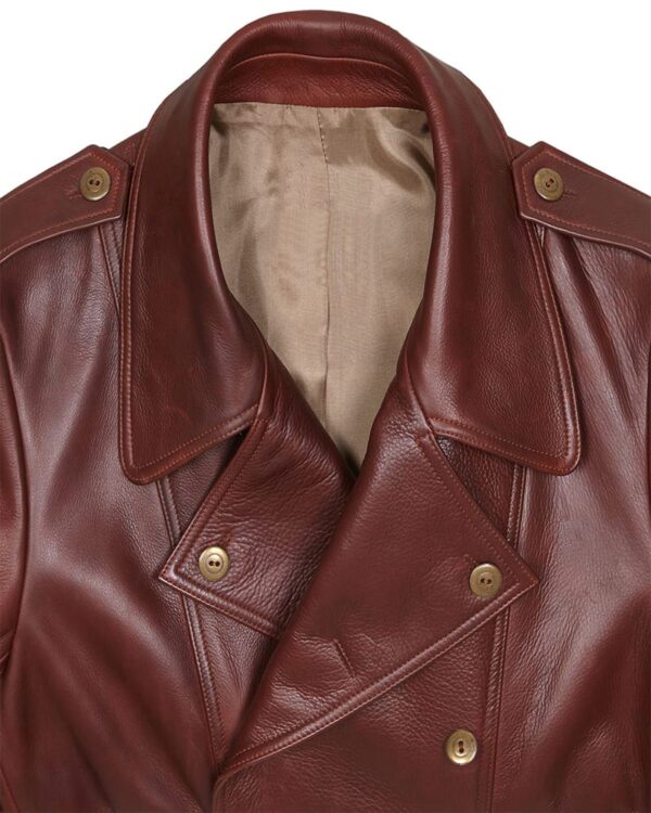 Men's Military Style Leather Coat - Image 3